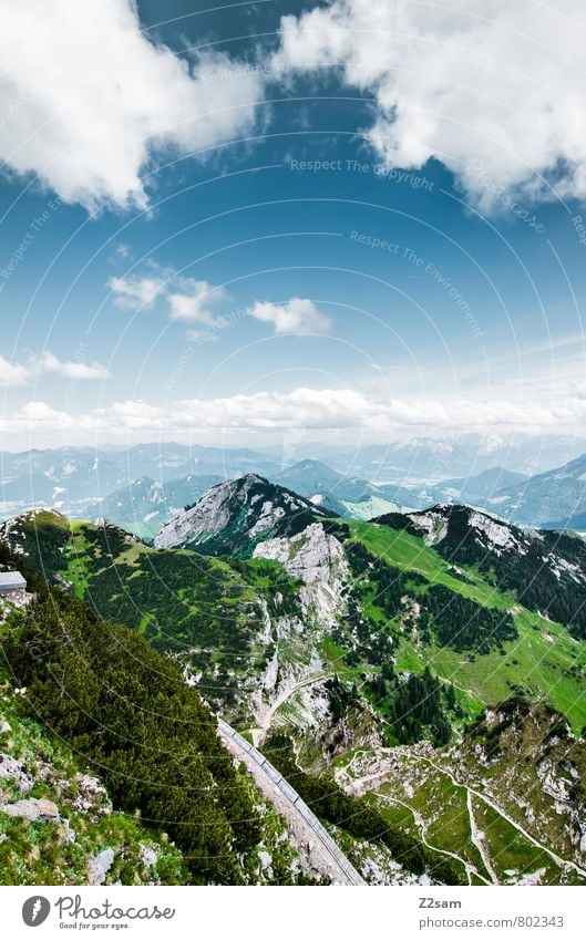 Wendelstoar Hiking Environment Nature Landscape Sky Clouds Summer Beautiful weather Meadow Forest Rock Alps Mountain Peak Esthetic Gigantic Infinity