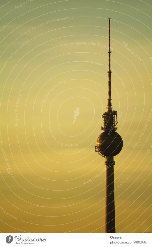 television tower Transmit Landmark Broadcasting Radio (broadcasting) Antenna Broacaster Satellite dish Round Clouds Evening Alexanderplatz Berlin