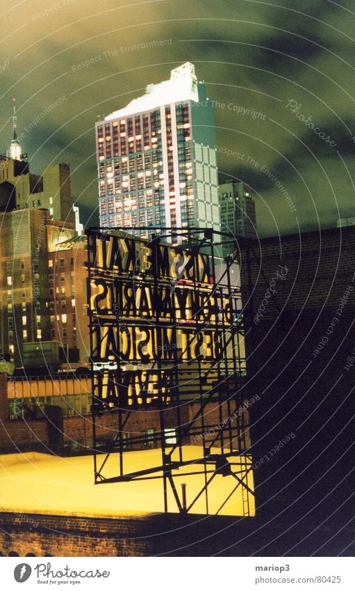 New York Backstreet Skyline Musical High-rise Americas Town Night Long exposure Downtown Middle Quarter USA Freedom New York City Exterior shot Manhattan