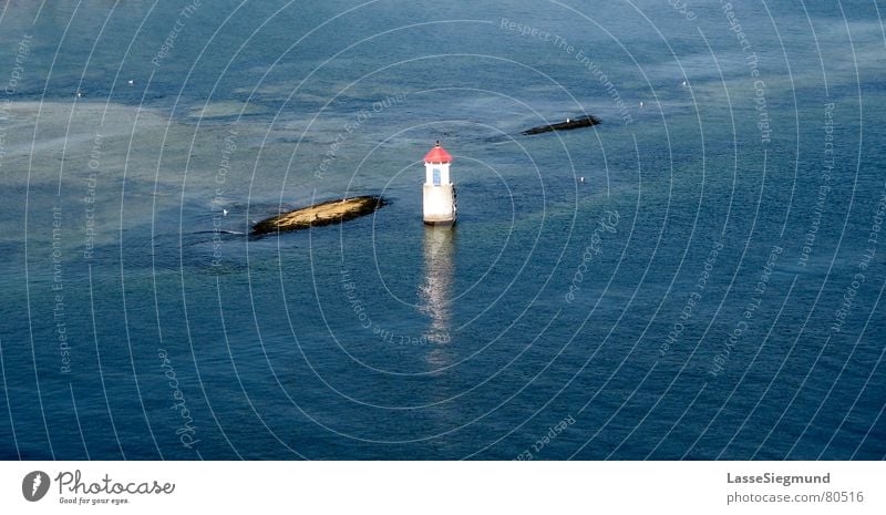 small lighthouse Norway Lighthouse Ocean Individual Atoll Summer Fjord holm Island Blue Water Rock small island