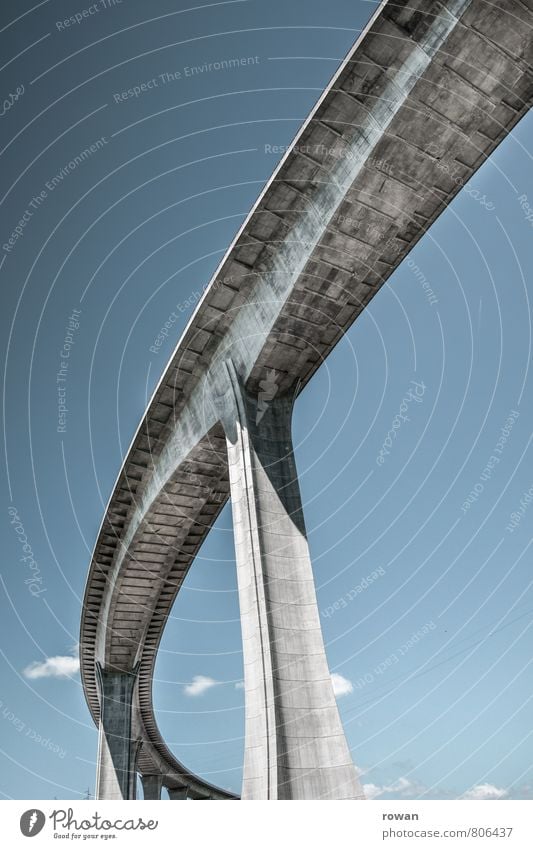 bridge Transport Traffic infrastructure Motoring Street Blue Bridge Concrete Bridge pier Tall Highway Connection Driving Engineer Construction Colour photo