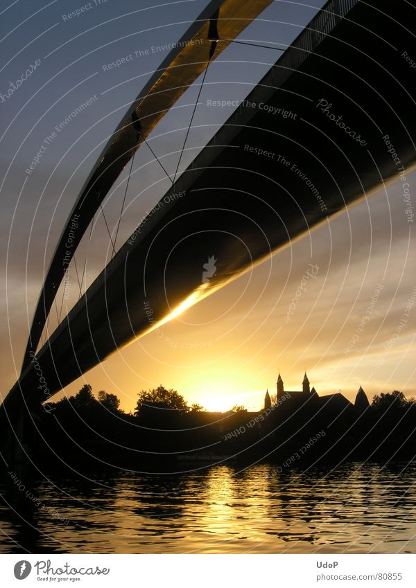 Golden Gate Bridge Maas Maastricht Sunset Netherlands de hoge brug the hoge bridge Evening Reflection River Silhouette Arch