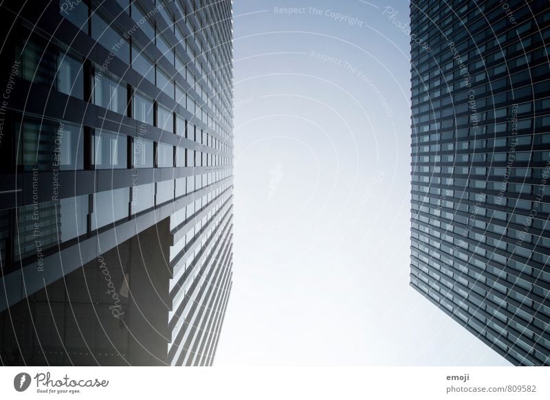 Düsseldorf Sky Town Capital city Downtown High-rise Bank building Architecture Facade Blue Duesseldorf Colour photo Exterior shot Deserted Day Worm's-eye view