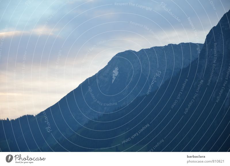 daybreak Landscape Elements Sky Clouds Climate Beautiful weather Forest Rock Alps Mountain Far-off places Bright Tall Blue Moody Freedom Horizon Nature Calm