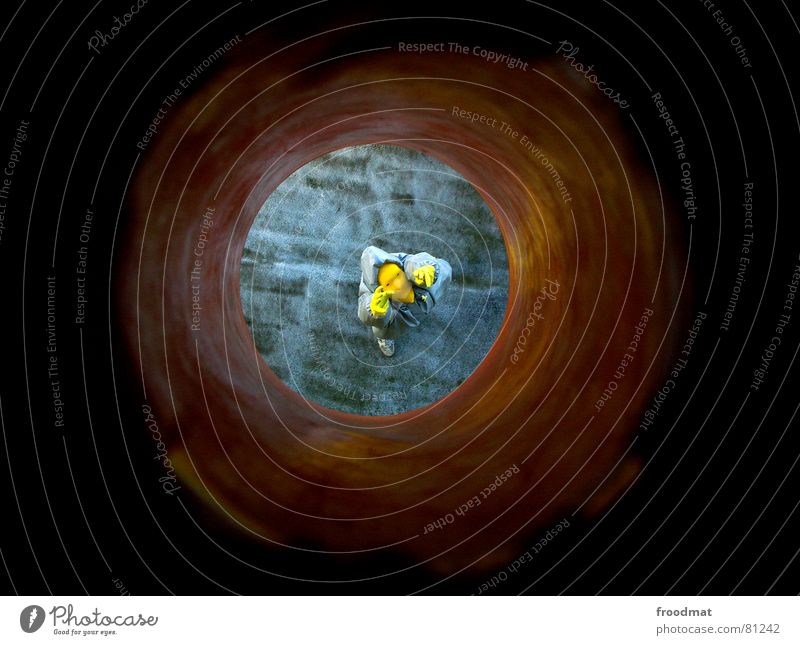 grau™ - tunnelled Gray Yellow Gray-yellow Suit Red Rubber Art Stupid Futile Hazard-free Crazy Funny Joy Vista Tunnel Arts and crafts  looked down Abstract Mask