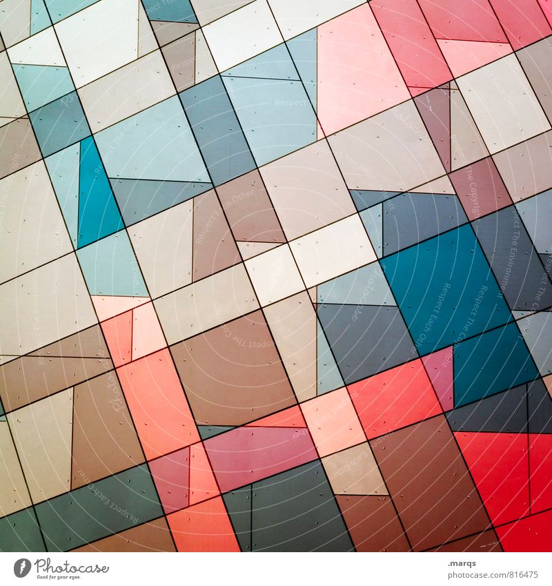 Individual Style Design Facade Line Mosaic Esthetic Sharp-edged Hip & trendy Uniqueness Modern Crazy Blue Brown Red Colour Arrangement Irritation