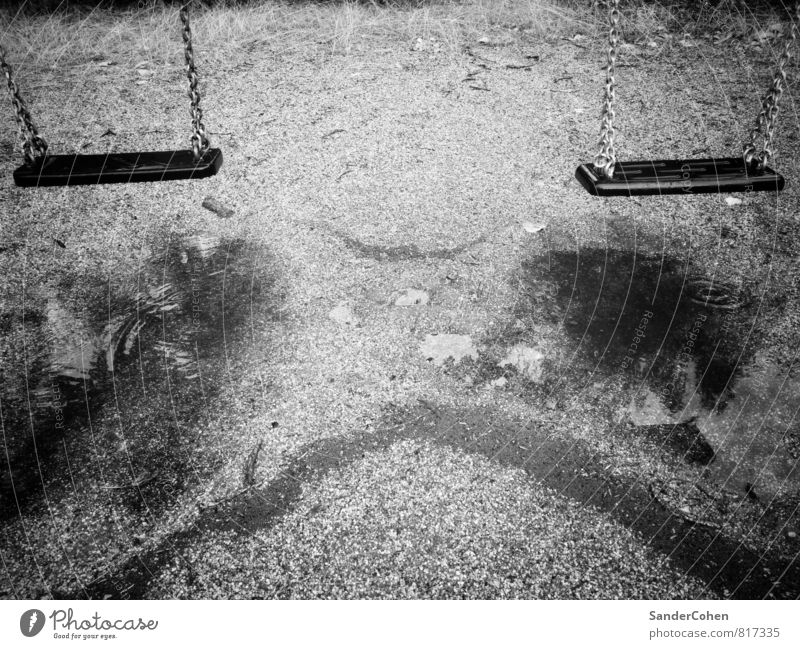 Swings fall into the water today Water Drops of water Summer Weather Bad weather Rain Berlin Europe Town Outskirts Park Sand Utilize Movement Hang To swing Sit