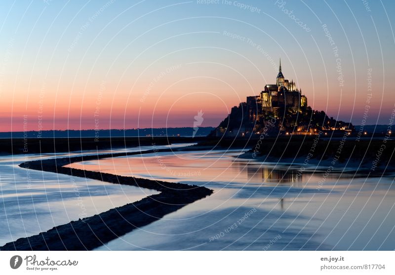 Mont Saint Michel Vacation & Travel Tourism Trip Sightseeing Ocean Island Night sky Horizon Sunrise Sunset Hill Mont St.Michel France Europe Church Castle