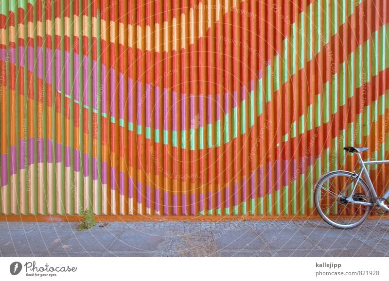 ecstasy rider Cycling Bicycle Multicoloured Line Parking area Curve Colour photo Exterior shot Deserted Light Shadow Contrast