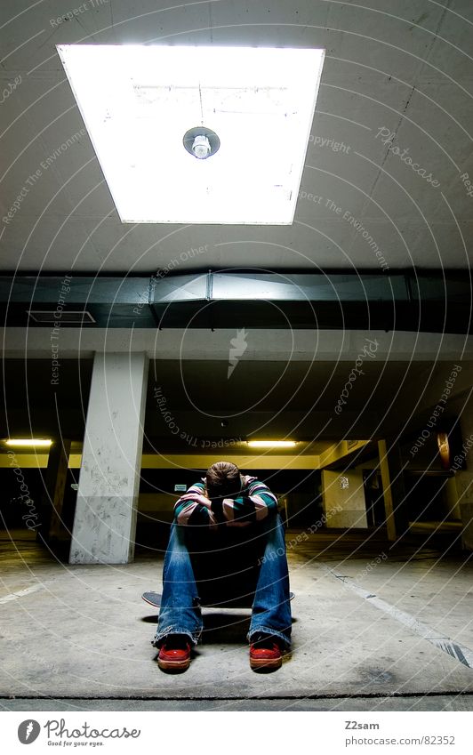 aimless THE END Aimless Search Freak Man Light Square Parking lot Headband Easygoing Loneliness Stripe Cross Green Striped Sit Cross Legged Skateboarding Style