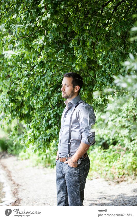 Shades of green Masculine Young man Youth (Young adults) 1 Human being 18 - 30 years Adults Beautiful weather Plant Tree Designer stubble Natural Colour photo