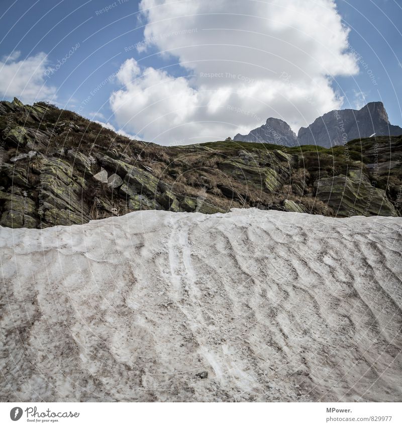 Little Ice Age Environment Nature Landscape Clouds Climate change Weather Beautiful weather Frost Snow Mountain Snowcapped peak Glacier Old Dirty Alps Tracks