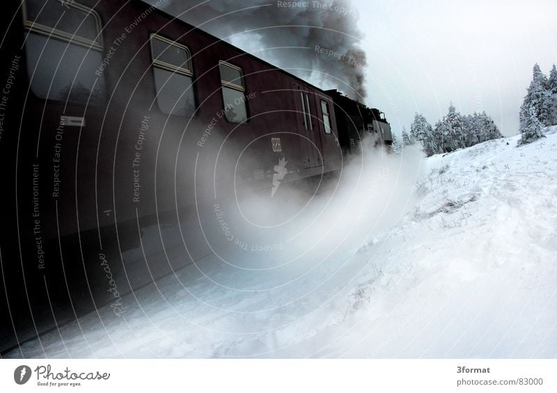 brockenbahn01 Railroad Cold Speed Romance Far-off places Wanderlust Winter vacation Engines Railroad tracks Smoke Coniferous forest Train travel Brocken Railway