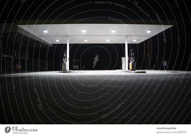 night petrol station Petrol pump Equip Sheik Raw materials and fuels Liter Night Dark Black Light Refuel Gasoline Share Diesel Truck Vehicle Transport Empty