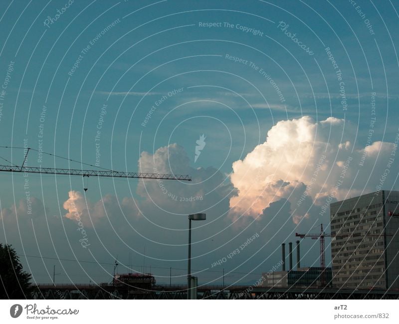 Cumulus City Clouds Crane Building Far-off places Horizon Industry