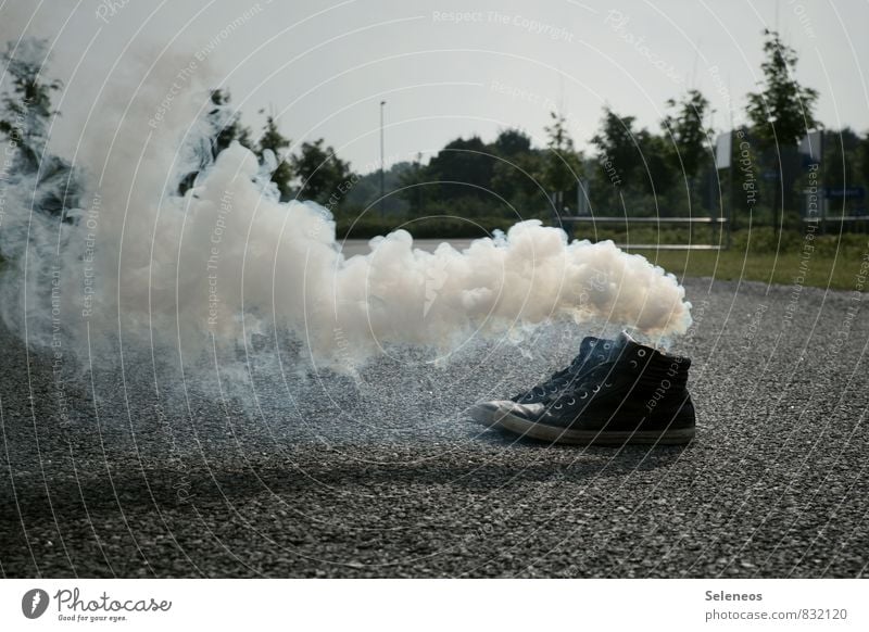 *piff* *paff* *puff* Sky Tree Footwear Sneakers Eternity Smoke Going Smoke bomb Steam Smelly Colour photo Exterior shot Deserted Day