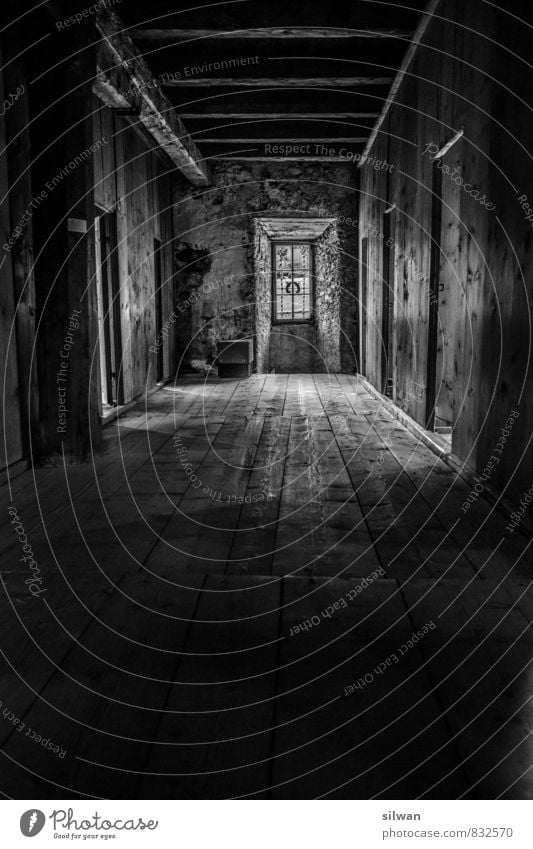 corridor Vacation & Travel Window Door Creepy Historic Cold Gloomy Dry Gray Black Calm Disciplined Loneliness Past Transience Engadine Val Müstair Floorboards