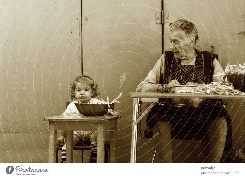 Back then Child employment Great grandmother Brown Table Grandmother Girl Woman Large Small Fat Beans 2 Nostalgia Stockings 3 Together Old Former Converse