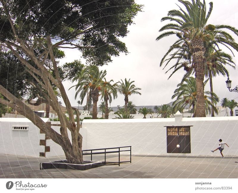 Football on Lanzarote - Tooor Success Soccer Ball Football pitch Masculine Boy (child) 1 Human being Gate Wall (barrier) Wall (building) White Happy Infancy