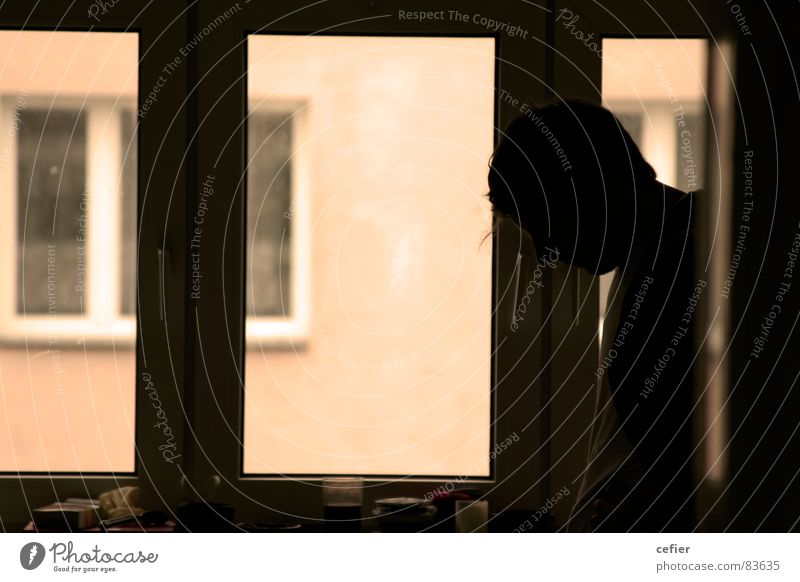 Man in the window Window Back-light Flat (apartment) Calm Relaxation Window pane Converse Serene Concentrate Contrast silouette peaceful... relaxans pension