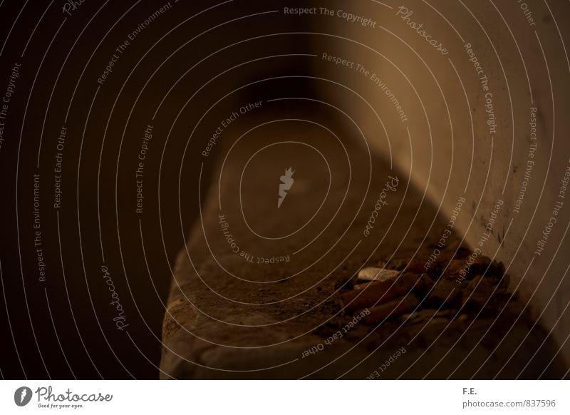 Cigarette grave on a threshold Smoking Wall (barrier) Wall (building) Cigarette Butt Concrete Dirty Dark Brown Yellow Black Art Colour photo Subdued colour
