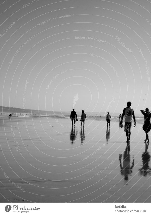 walking Barefoot Infinity To go for a walk Beach Human being Reflection Portugal Ocean Going Sky Summer Far-off places Freedom Vacation & Travel Bathing place