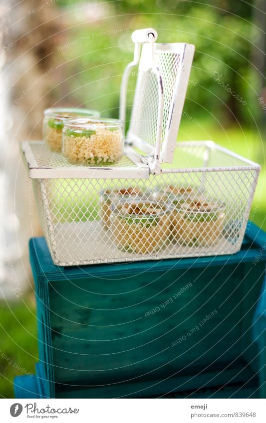 picnic basket Lettuce Salad Nutrition Picnic Vegetarian diet Crockery Bowl Delicious Natural Green Basket Picnic basket Colour photo Exterior shot Deserted Day