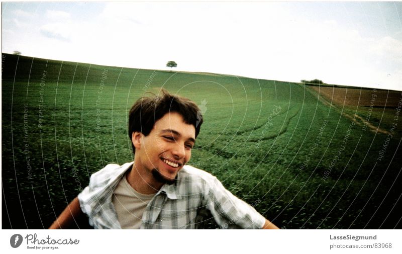 Breakfast in France II Rotation Rotate Grass Green Clouds Light heartedness Spring Field Meadow Tree Individual Footpath Exuberance Recklessness Happiness