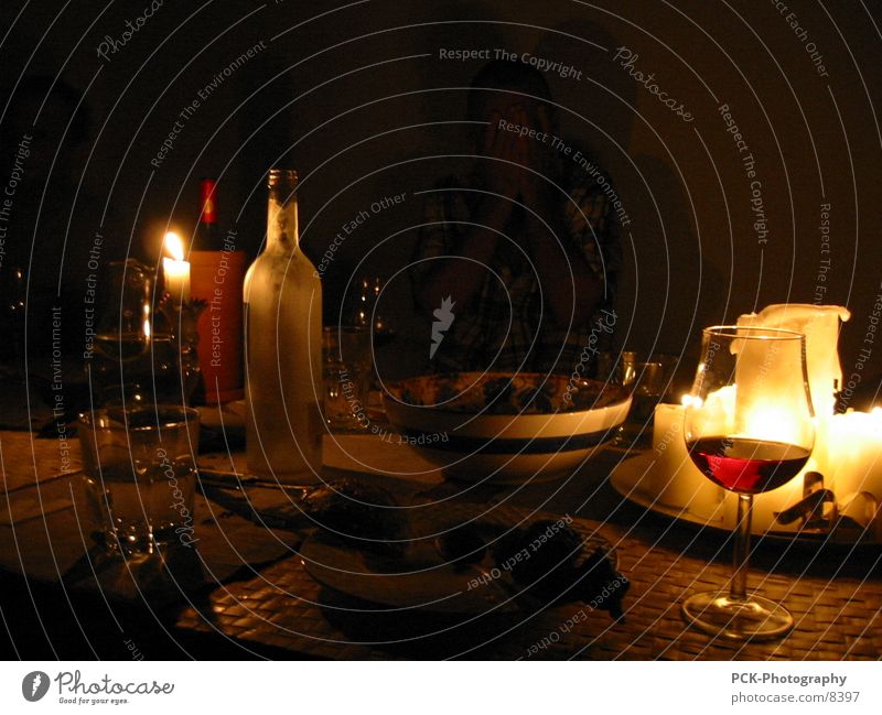 wine and more Wine glass Bottle of wine Moody Still Life Ambient Light Candlelight Dark Dinner Style Together Gold Deep