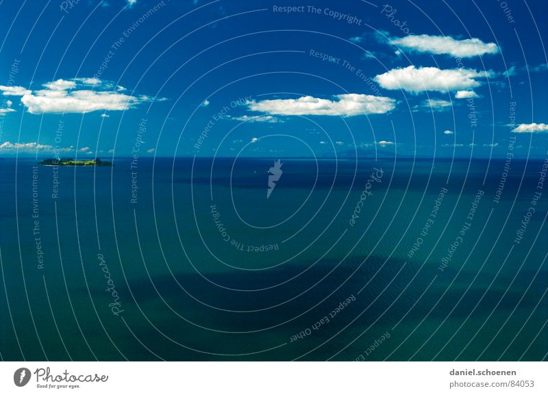 the island ( far left !! ) Ocean Horizon Vacation & Travel Wanderlust Vantage point Green Cyan Dream Longing New Zealand Sailing Watercraft Waves Caribbean Sea