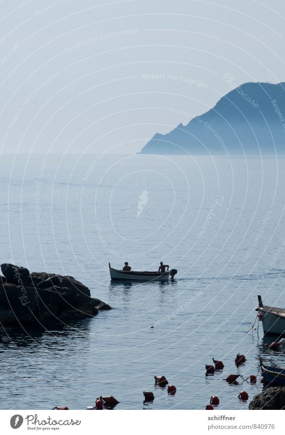 parking attendant Landscape Cloudless sky Beautiful weather Rock Coast Bay Navigation Boating trip Ferry Motorboat Watercraft Harbour Driving Blue Buoy Italy