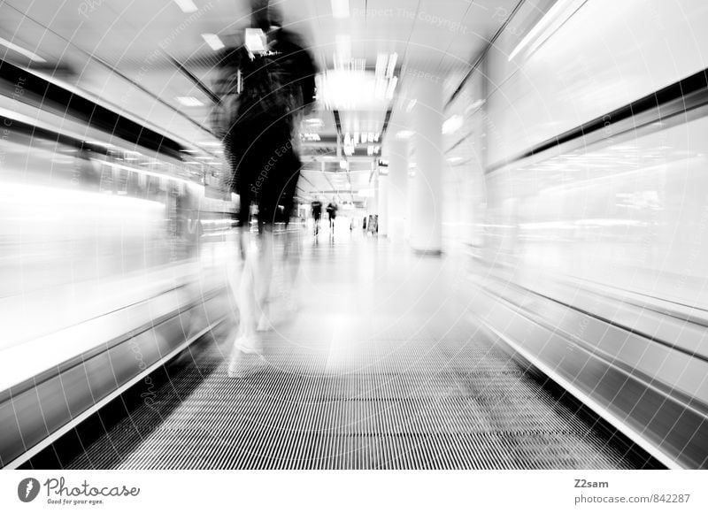 traffic Human being Feminine Town Downtown Building Escalator Transport Traffic infrastructure Passenger traffic Pedestrian Fashion Dress Running Movement