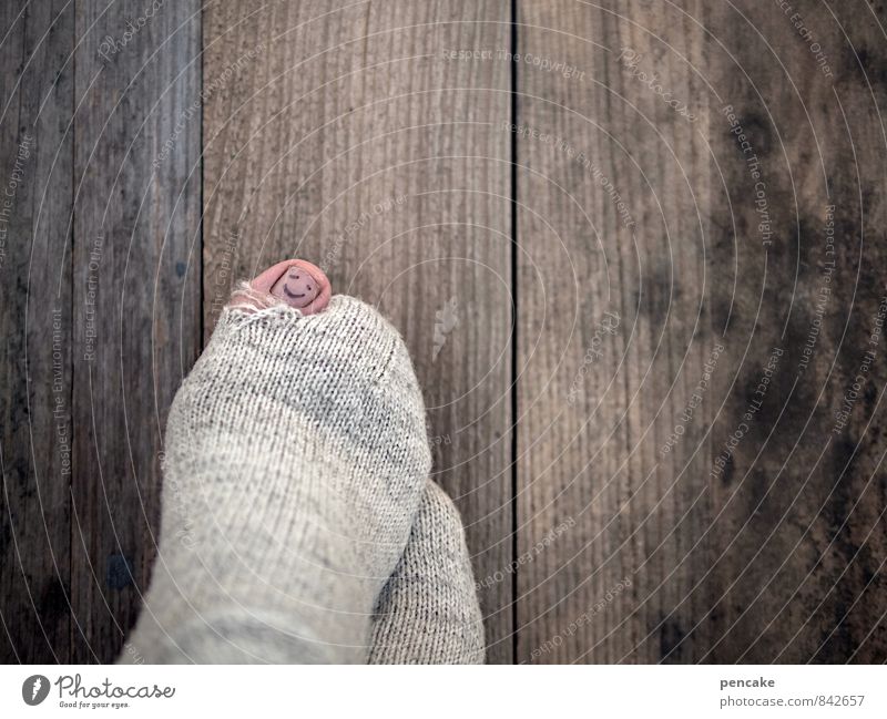 Be happy! Feet Sign Happy Stockings Hollow Smiley Toes Colour photo Interior shot Structures and shapes Copy Space right Looking into the camera