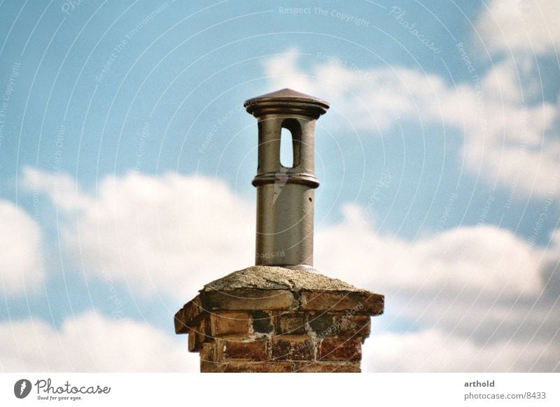 chimney Chimney Architecture Round Above Brick construction Covers (Construction) Exterior shot Shallow depth of field Clouds in the sky Cloud formation Opening