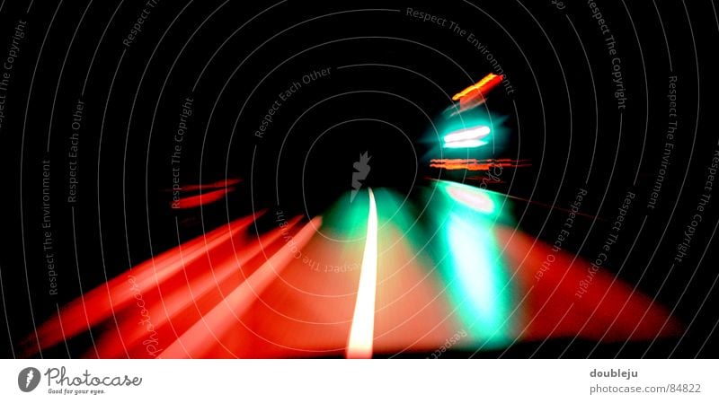 night ride Stripe Night Dark Black Red Green Driving Speed Traffic infrastructure Street Car