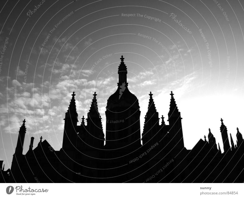 king Black Dusk Symmetry Architecture Historic Kings College Silhouette church Sky Black & white photo Back Tower cross