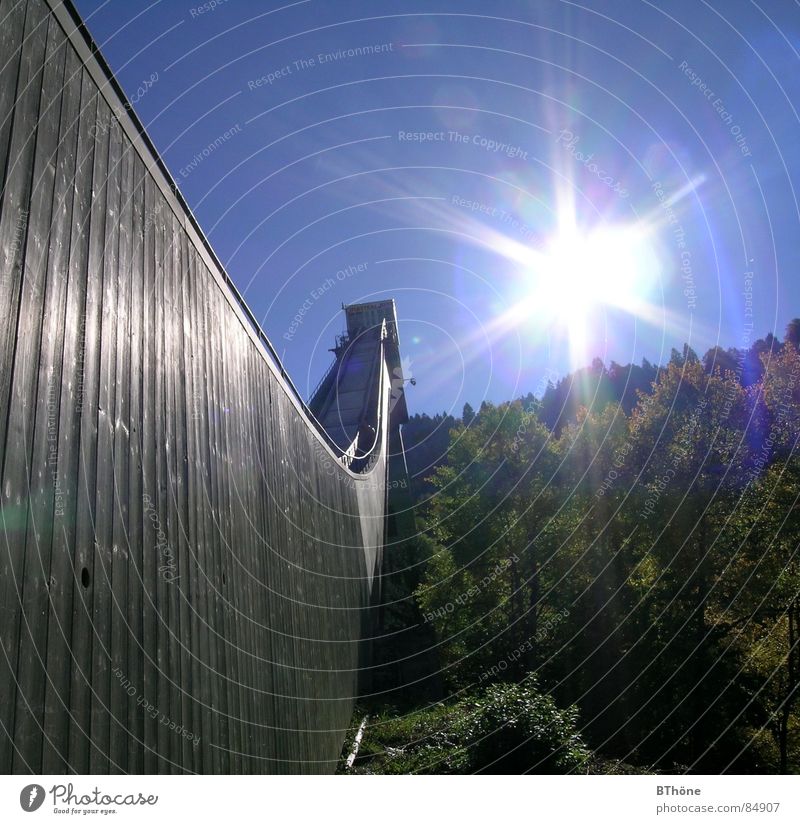 sun hill Garmisch-Partenkirchen Ski jump Light and shadow Jump Forest Hope Sunlight Celestial bodies and the universe Joy four hills tournament olympic ski ramp