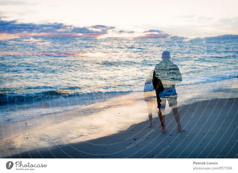 With me by the sea Wellness Life Harmonious Well-being Senses Human being Masculine Man Adults Body 1 45 - 60 years Environment Nature Landscape Earth Sand