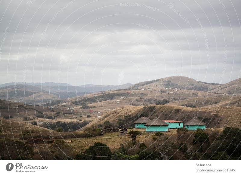 village Vacation & Travel Tourism Trip Far-off places Environment Nature Landscape Sky Clouds Horizon Bushes Field Hill Mountain Village Populated