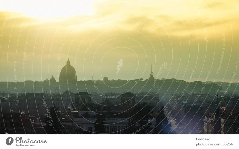 Sunset in Rome Colour tone Hanger Town Clouds Perspective Street Skyline sun cloud church temple horizon