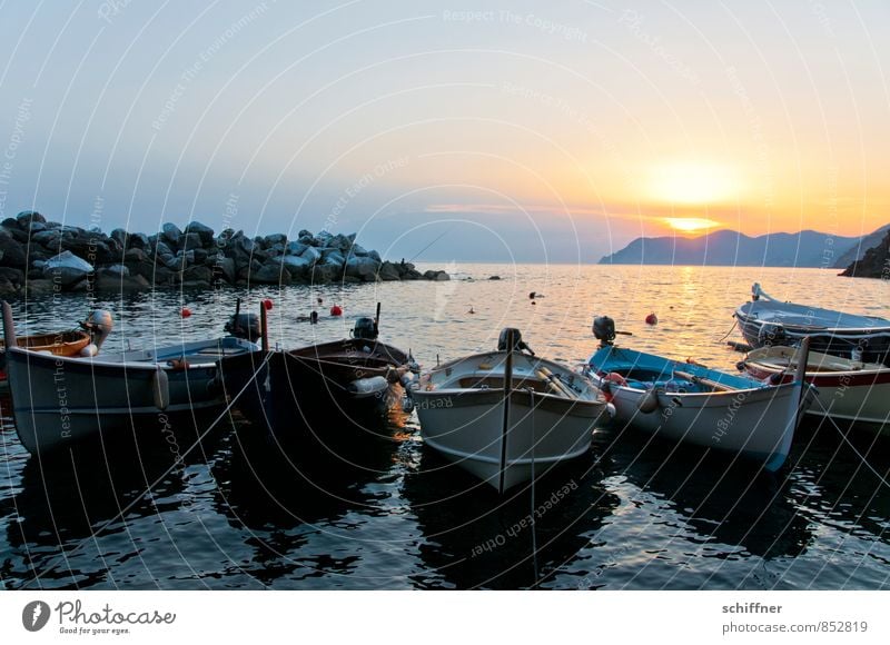 forward parking Landscape Sky Sun Sunrise Sunset Sunlight Beautiful weather Hill Rock Mountain Waves Bay Ocean Navigation Boating trip Fishing boat Dinghy