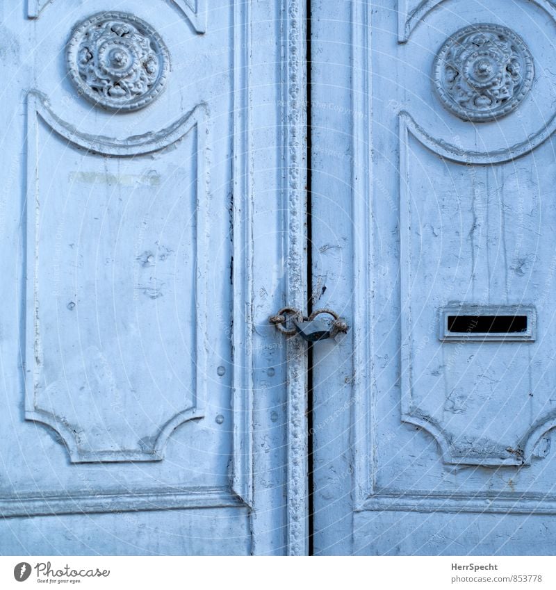 The Rift Istanbul Old town Palace Door Esthetic Exceptional Blue Main gate Entrance Front door two-winged Historic Ornate Carving Wooden door Lock Closed Column