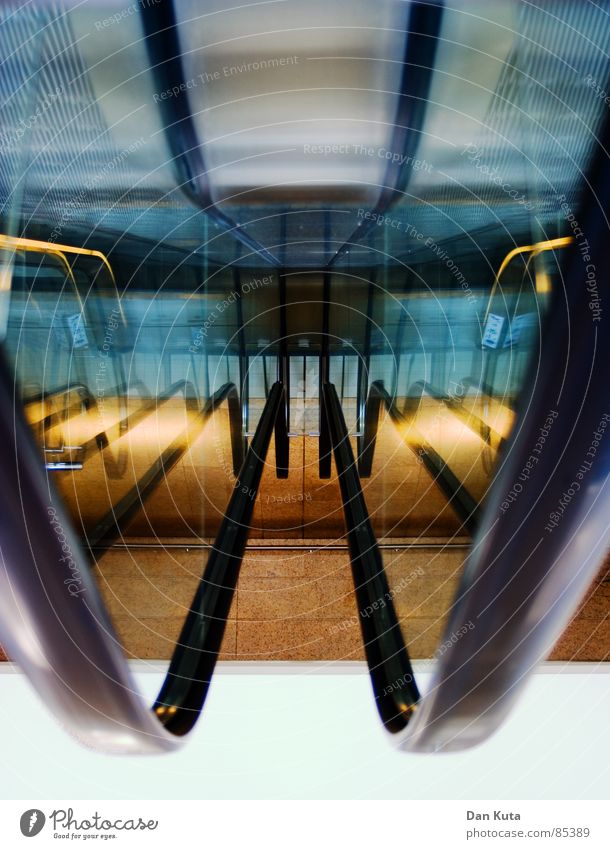 Upside Down U Roll Me Multilayered Escalator Shopping center Visual spectacle Opposite Central perspective top is bottom bottom is top Handrail Deep Shift work