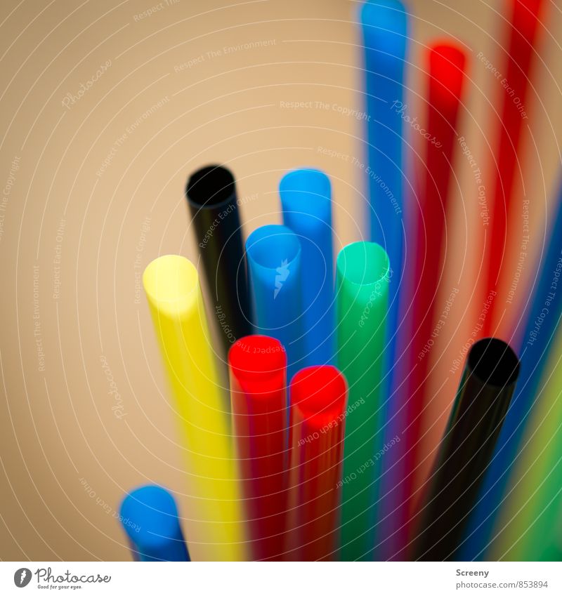 Straws without straw #2 Round Blue Multicoloured Yellow Green Red Black Party mood Colour photo Detail Macro (Extreme close-up) Deserted Day