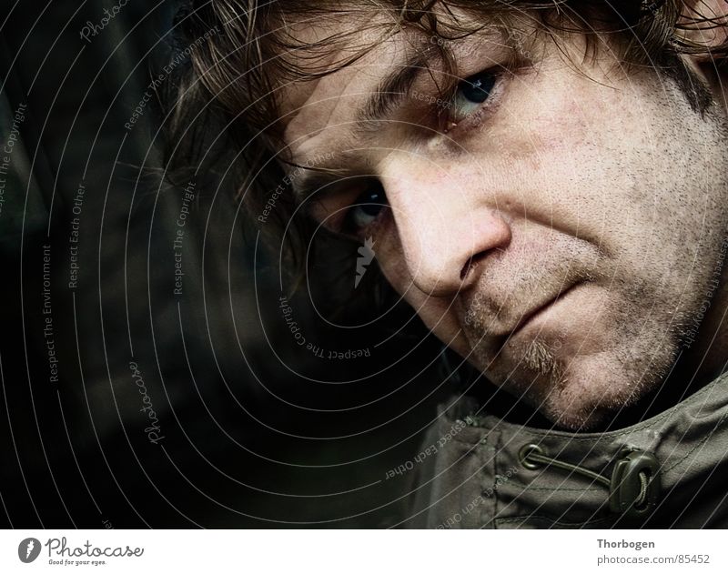 Self-portrait - Or, the beard is off! Portrait photograph Self portrait Retouch Aggravation Rain Ruin Man Face Dugout