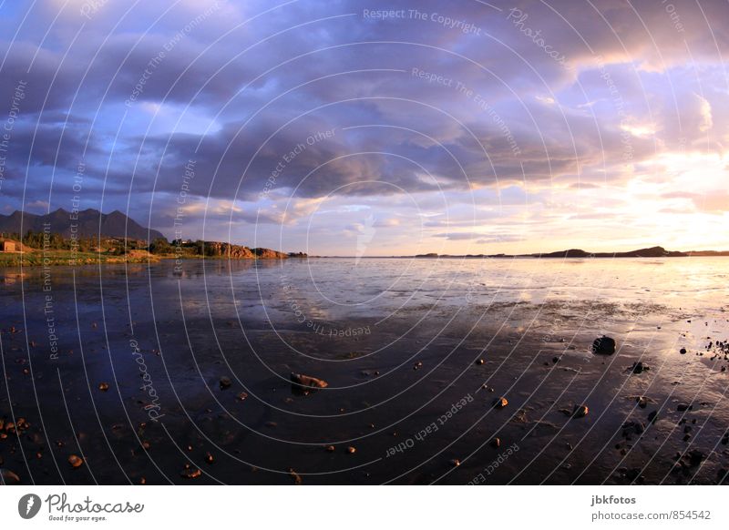 ICELAND / Borgarnes I Environment Nature Landscape Elements Water Night sky Sunrise Sunset Summer Gale Rock Mountain Coast Vacation & Travel Change Iceland