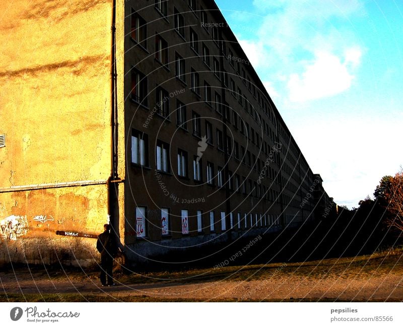 Colossus of Prora Rügen Concrete block Wall (building) Wall (barrier) Broken Architecture Historic Derelict lonely person Construction site Sky