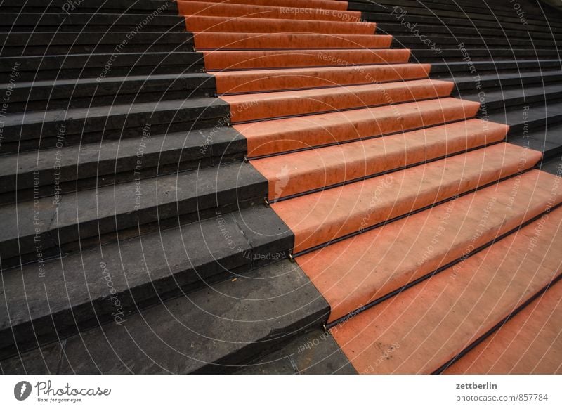 Red carpet Stairs Landing Go up Descent Career Carpet Floor covering Pavement Feet Steps Granite Dome Gendarmenmarkt Berlin Concert House Classicism