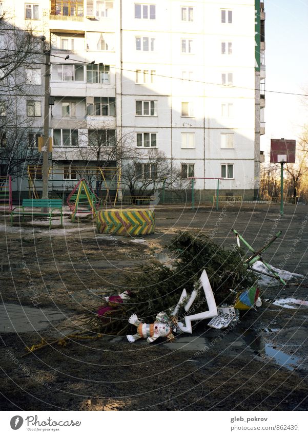 After holidays Christmas & Advent Russia Asia Town Old town Wall (barrier) Wall (building) Facade Poverty Colour photo Exterior shot Deserted Isolated Image