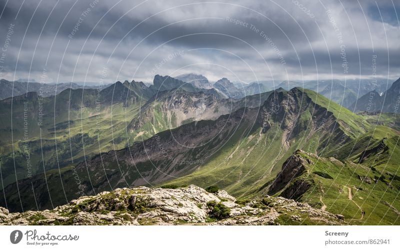 This is your land... Vacation & Travel Tourism Trip Far-off places Freedom Summer Mountain Hiking Nature Landscape Sky Clouds Beautiful weather Alps seahead